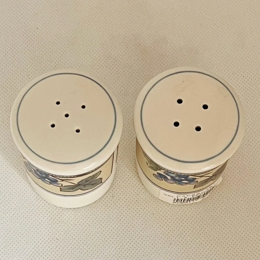 Mikasa Garden Harvest Intaglio Salt & Pepper Shakers NWT CAC29 Fruit Pattern